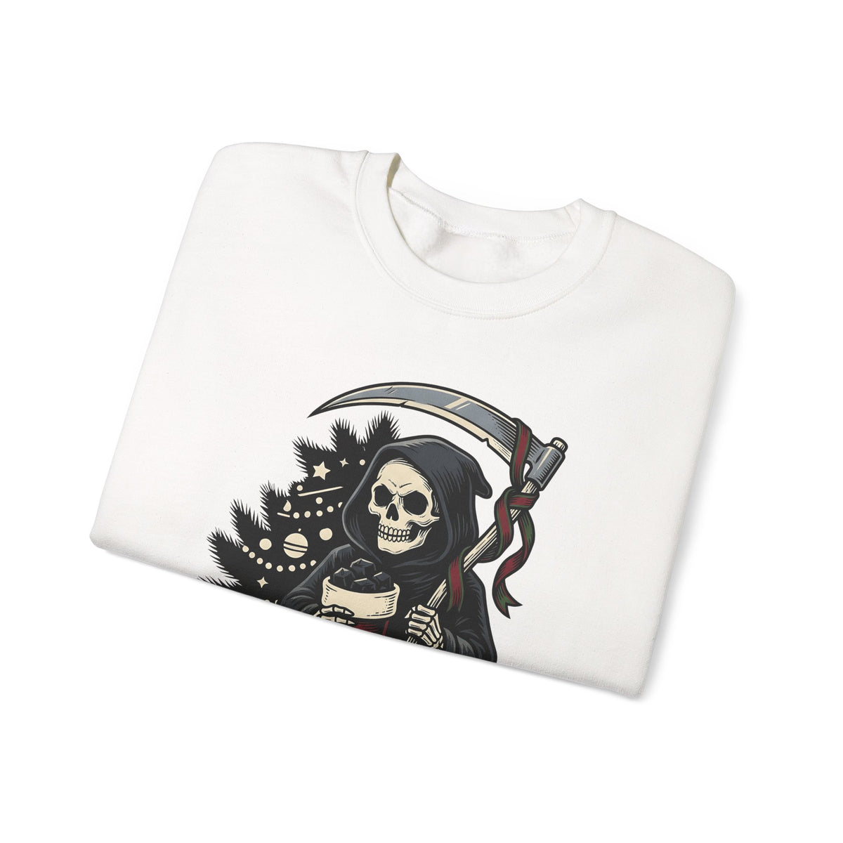 Death Figure Sweatshirt Christmas Dark Gift Women Distressed Sweatshirt Grim Reaper Sweatshirt Xmas Fan Gothic Sweatshirt Macabre Graphic