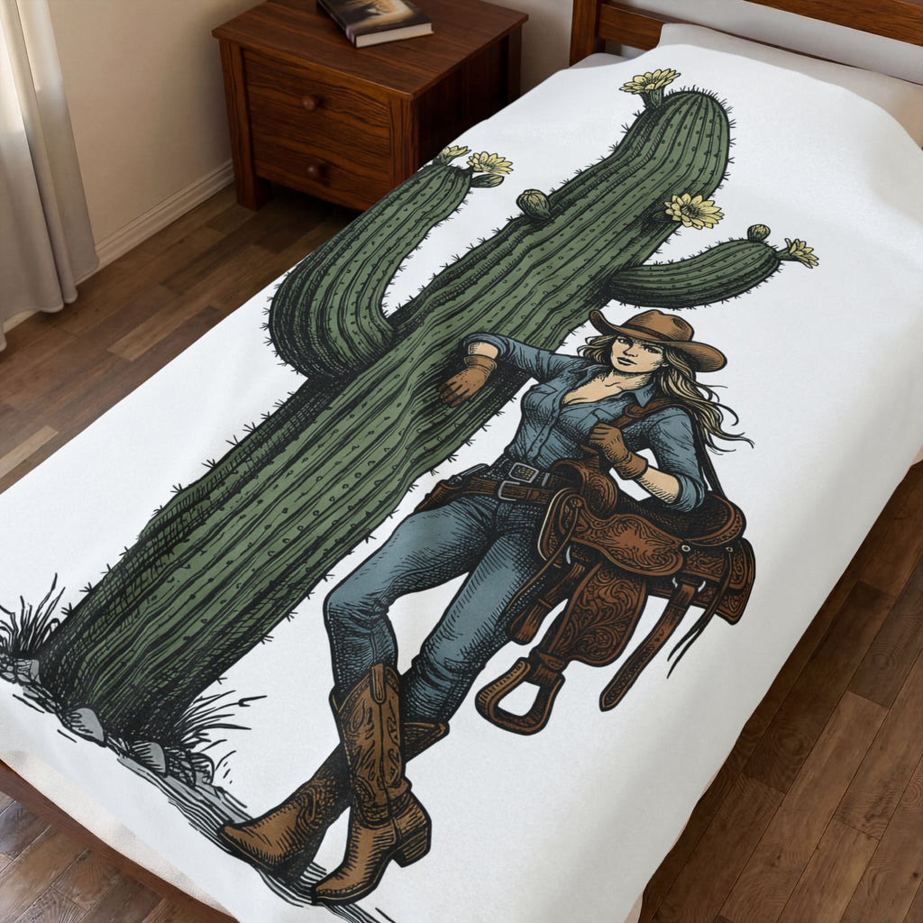 Cowgirl Cactus Cowgirl Ranch Gift Western Prickly Pear Cowboy Fan Rodeo Farm Vintage Saddle Blanket
