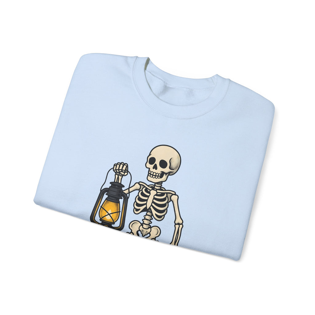 Skeleton Lantern Halloween Spooky Gift Vintage Jack O Lantern Horror Fan Creepy Hand Drawn Sweatshirt