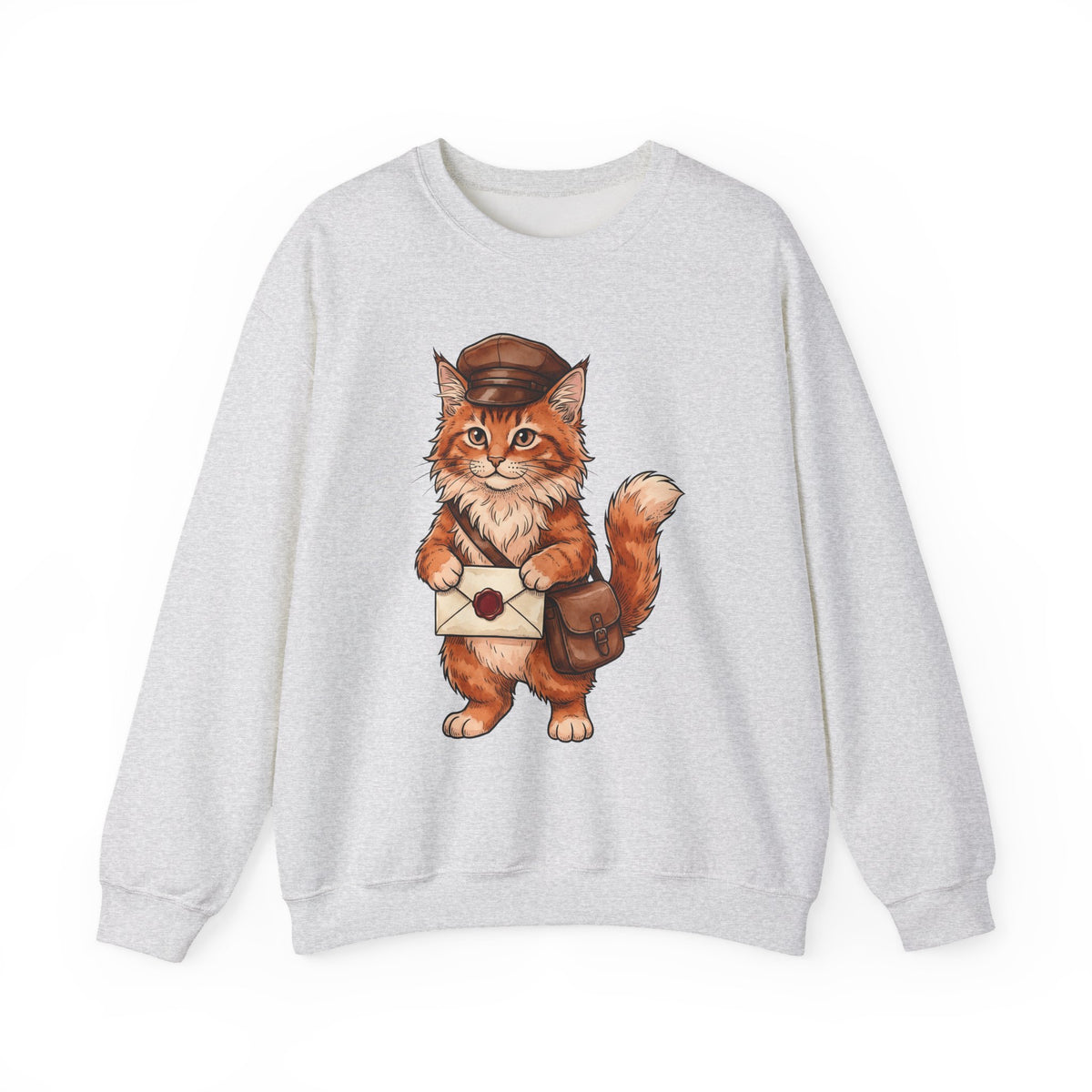 Postal Cat Sweatshirt Cat Pet Gift Women Sketch Sweatshirt Mailcat Sweatshirt Cat Fan Feline Sweatshirt Animal Graphic Retro Letter Sweatshirt