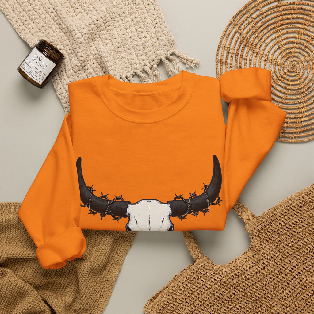 Bull Skull Sweatshirt Cowgirl Ranch Gift Women Western Sweatshirt Cow Skull Sweatshirt