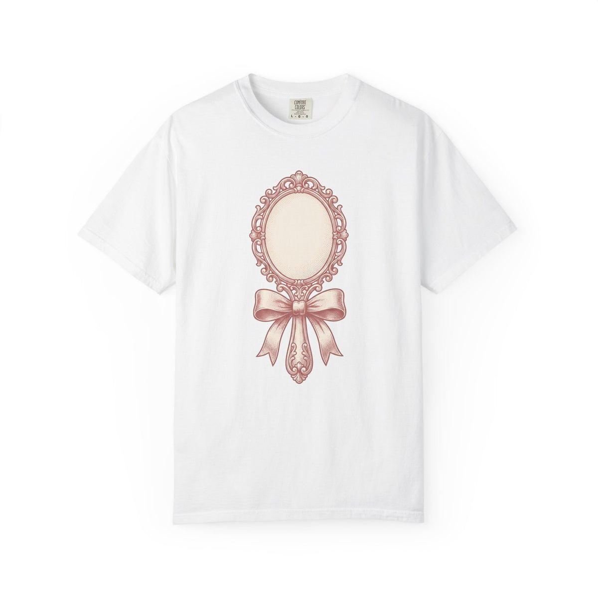 Fancy Mirror T-Shirt Cute Clothing Gift Women Antique T-Shirt Glass T-Shirt Adorable Fan Vintage T-Shirt Apparel Graphic Doodle Knot T-Shirt