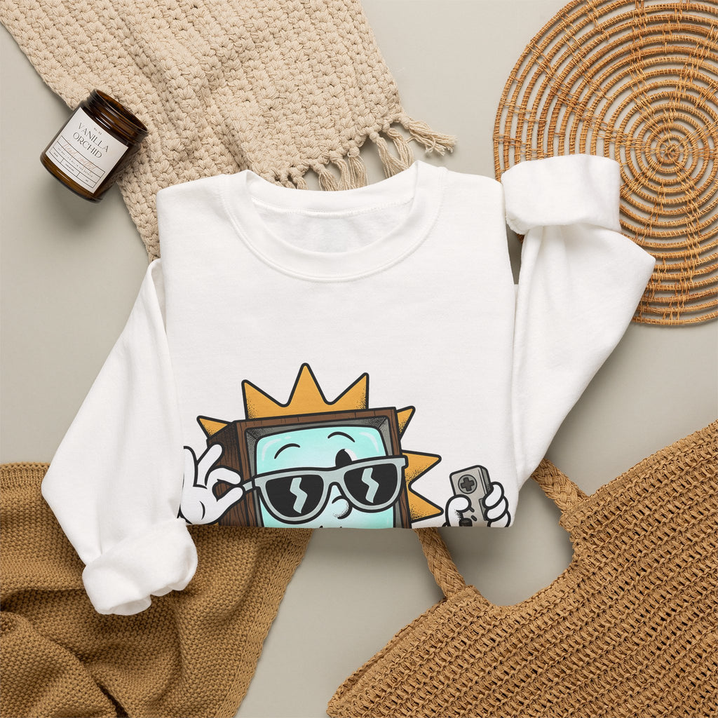 Vintage Tv Figure Sweatshirt Cute Console Gift Women Comic Sweatshirt Retro Tv Character Sweatshirt Adorable Fan Cartoon Sweatshirt Controller Graphic Classic