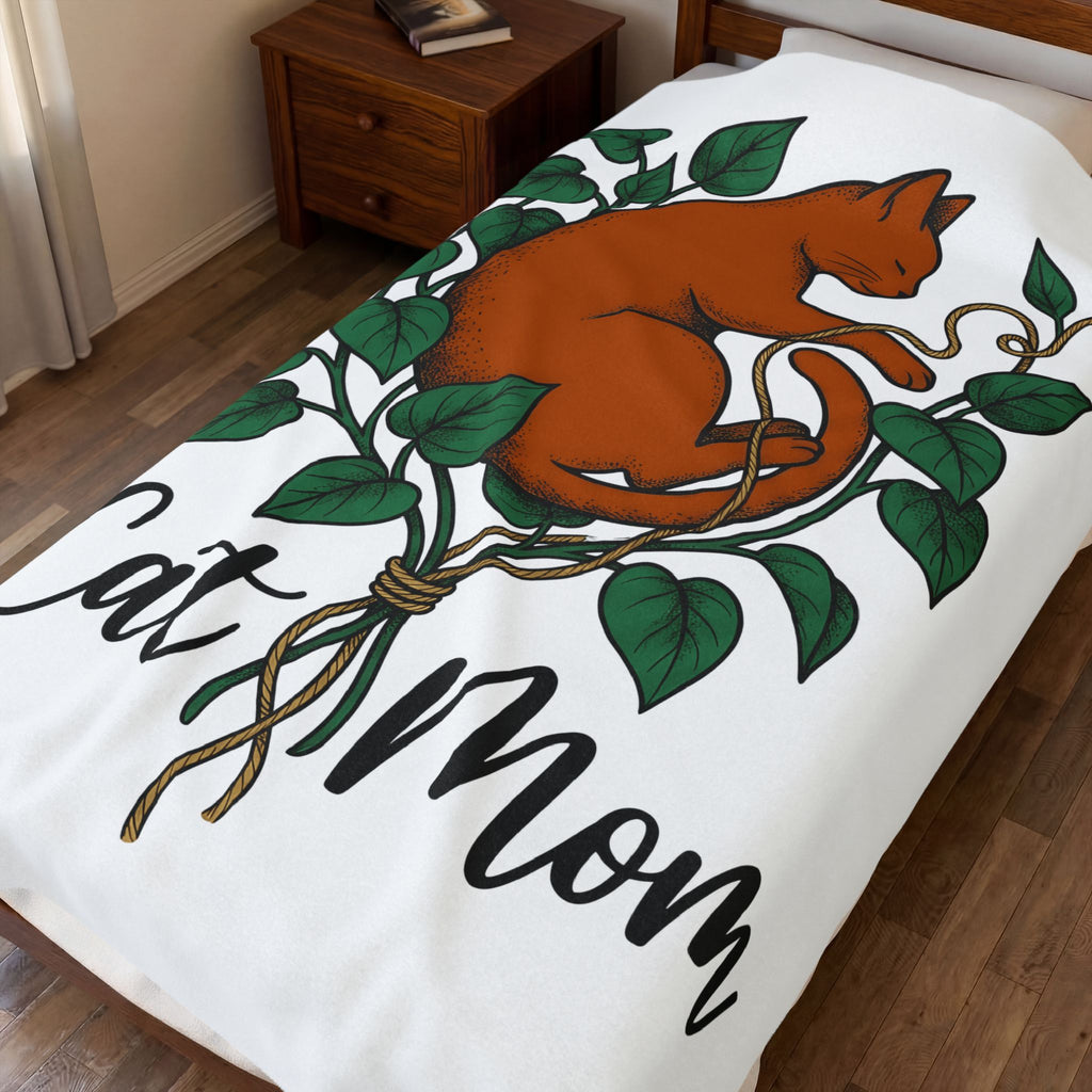Cat Graphic Blanket Cat Mom Animals Gift Women Hand Drawn Blanket Kitten T