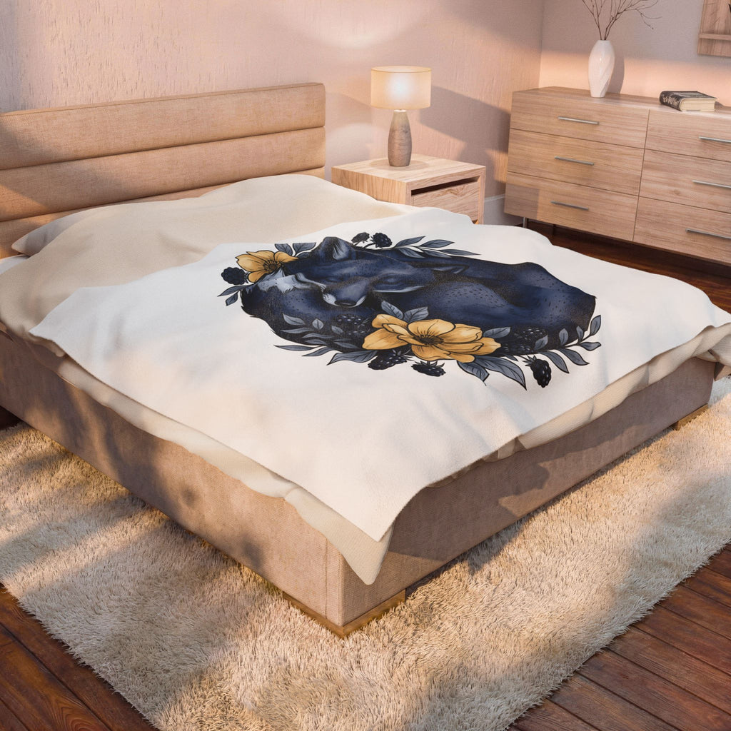 Resting Fox Boho Chic Nature Gift Line Fox Bohemian Fan Minimalist Environmental Rustic Field Blanket