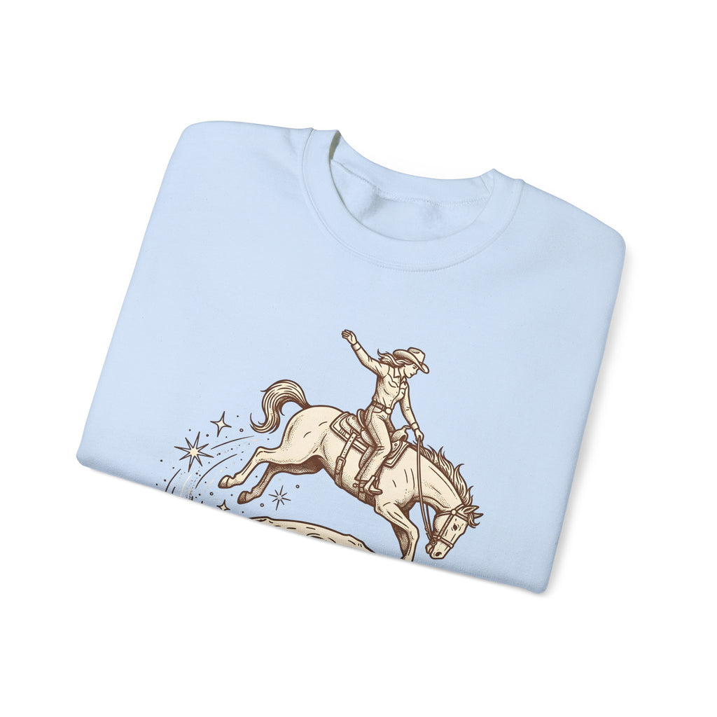 Cowboy Horse Cowgirl Ranch Gift Retro Stallion Cowboy Fan Horseback Sketch Crescent Sweatshirt