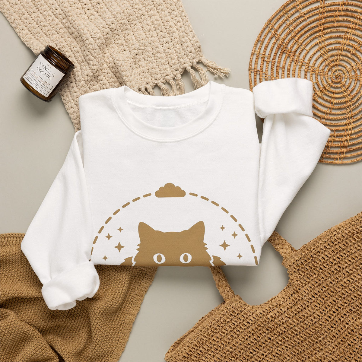 Soft Cat Cat Pet Gift Simple Kitten Cat Fan Minimalist Animal Contemporary Sparkles Sweatshirt
