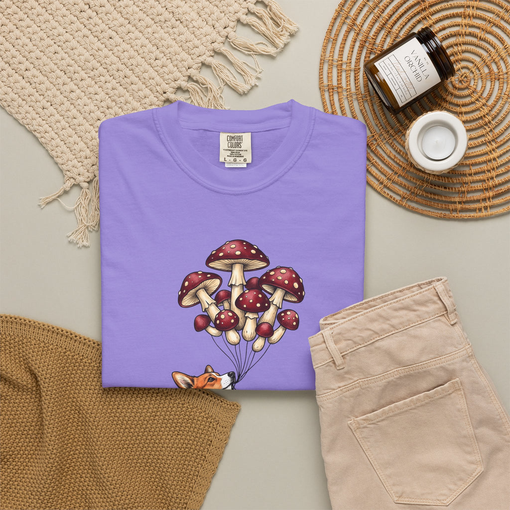 Corgi Puppy T-Shirt Dog Outdoors Gift Women Floral T-Shirt Puppy T-Shirt Dog Fan Canine Graphic Outdoorsy Design Antique Toadstool T-Shirt