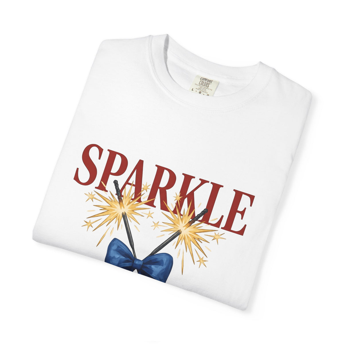 Sparkler Bow T-Shirt 4th Of July America Gift Women Hand Painted T-Shirt Sparkler T-Shirt Independence Day Fan Painted T-Shirt Patriotic Graphic