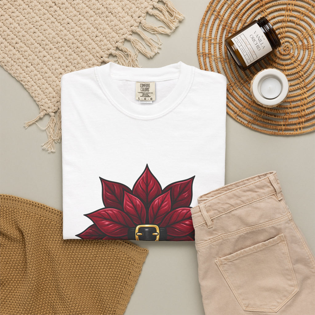 Poinsettia Flower T-Shirt Christmas Floral Gift Women Cartoon T-Shirt Christmas Flower T-Shirt Christmas Fan Comic T-Shirt Floral Graphic Bold