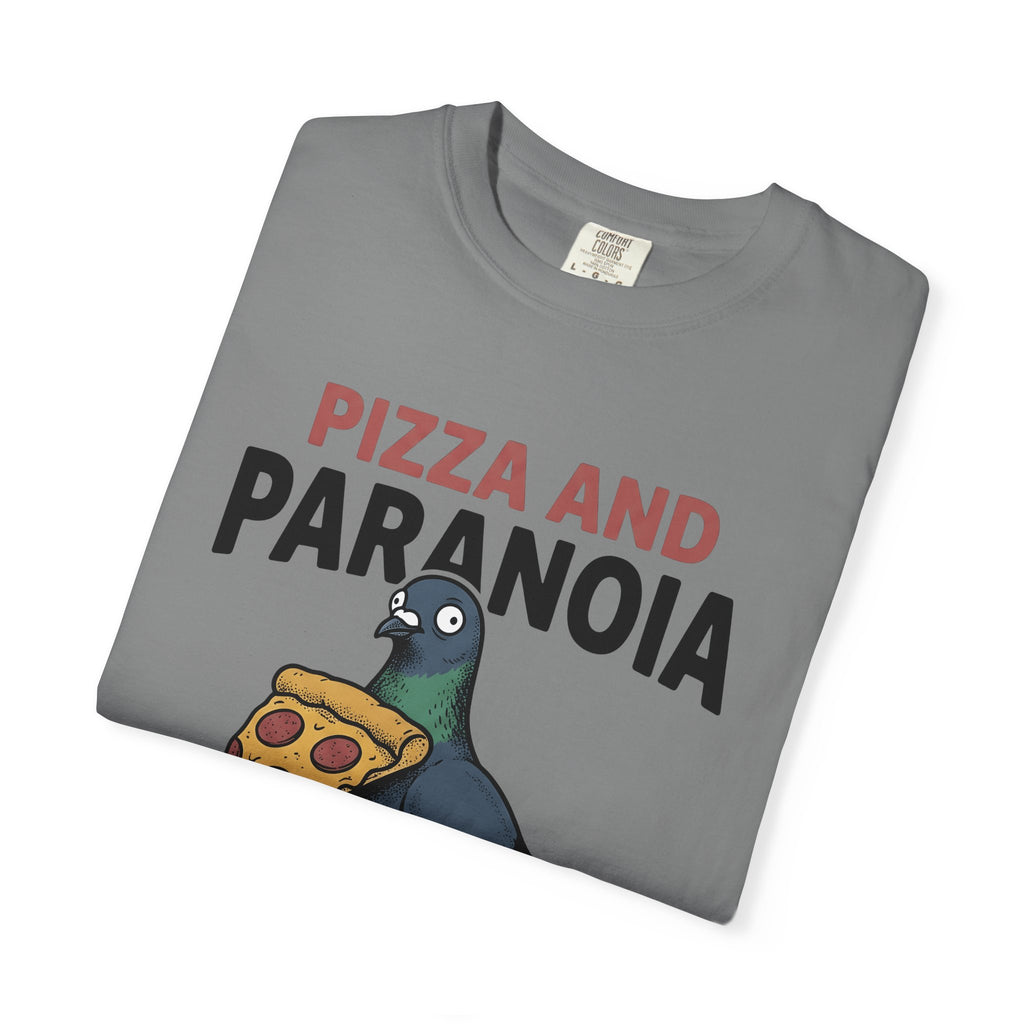 Bird Pizza T-Shirt Funny Wildlife Gift Women Animated T-Shirt Pizza T-Shirt Humor Fan Cartoon T-Shirt Animal Graphic Retro Meal T-Shirt