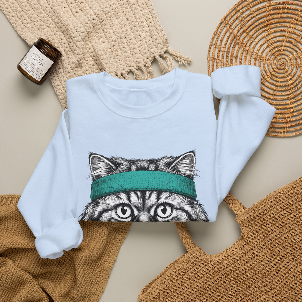 Striped Cat Sweatshirt Cat Pet Supplies Gift Women Doodle Sweatshirt Tabby Cat Sweatshirt Cat Fan Feline Sweatshirt Pet Accessories Graphic Minimalist Headwrap