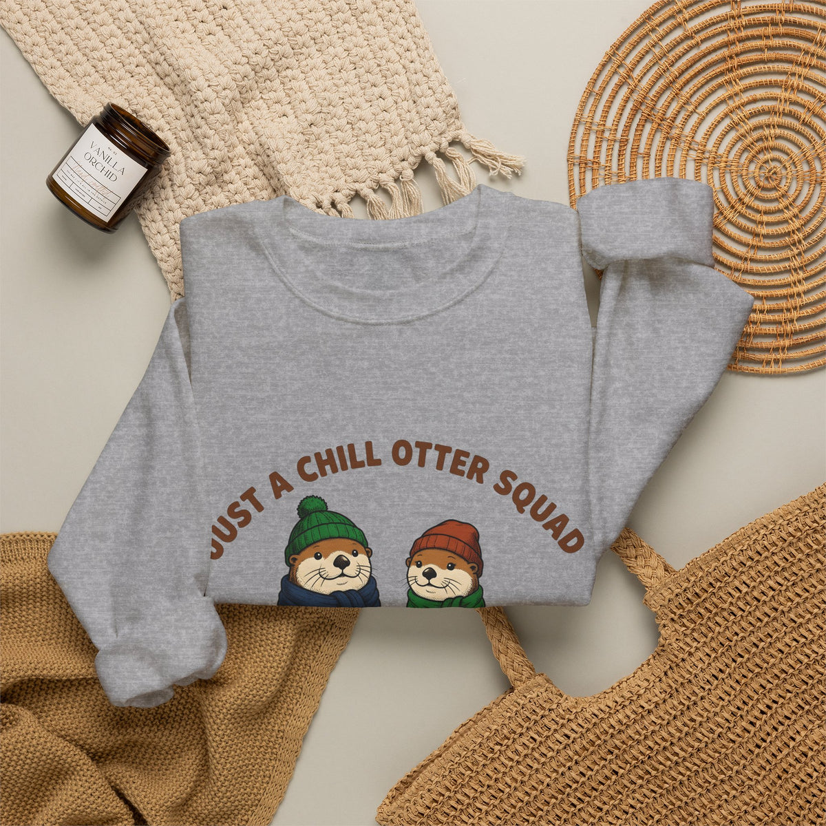 Otter Group Sweatshirt Funny Wildlife Gift Women Comic Sweatshirt Otters Sweatshirt Humor Fan Cartoon Sweatshirt Animal Graphic Sketch Beanies Sweatshirt