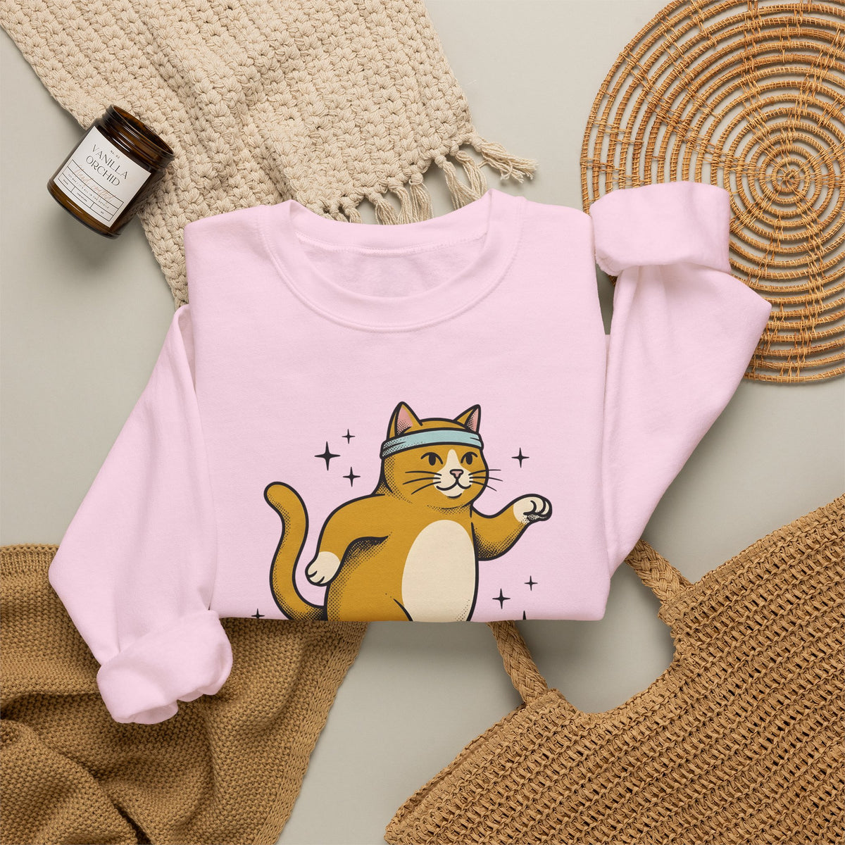 Skating Cat Sweatshirt Funny Feline Gift Women Comic Sweatshirt Cat Sweatshirt Humor Fan Cartoon Sweatshirt Kitty Graphic Vintage Sparkles Sweatshirt