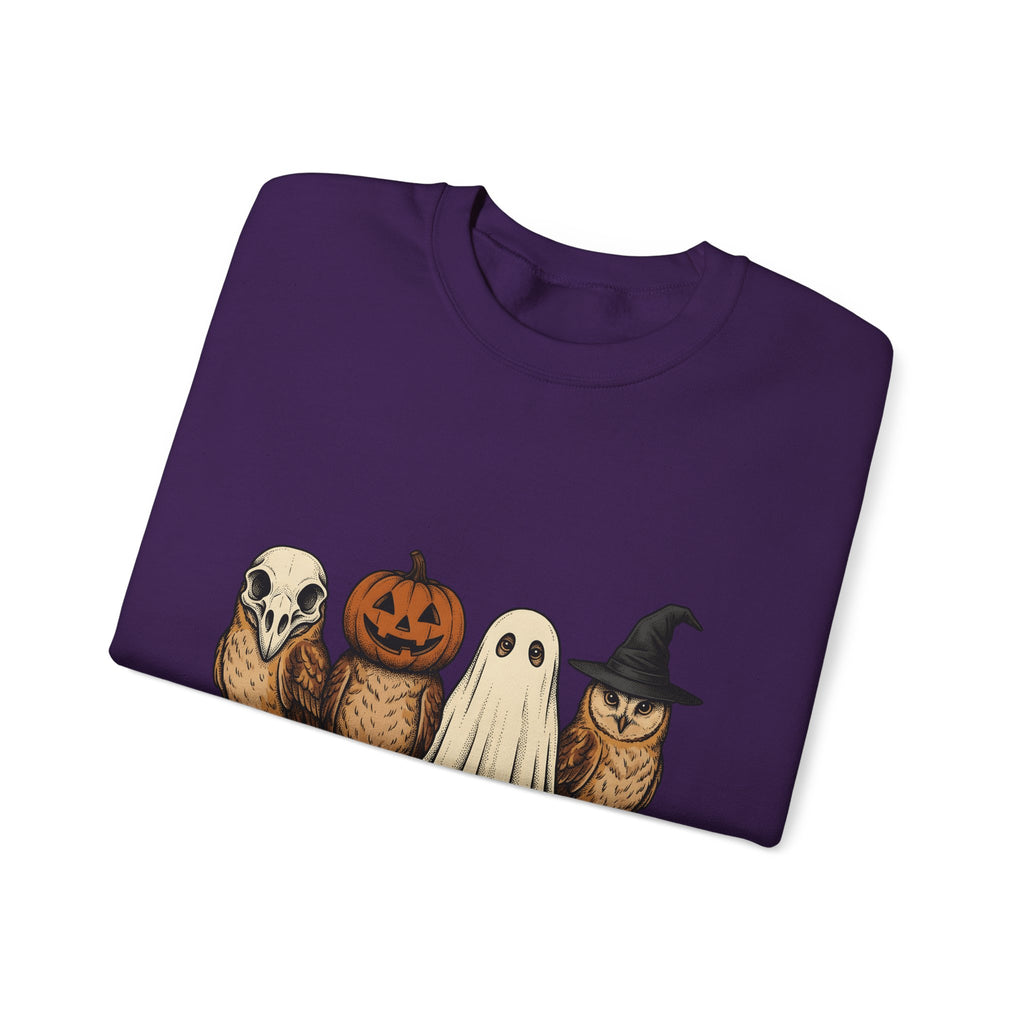 Owl Halloween Fauna Gift Rustic Owl Horror Fan Hoot Wildlife Doodle Lantern Sweatshirt