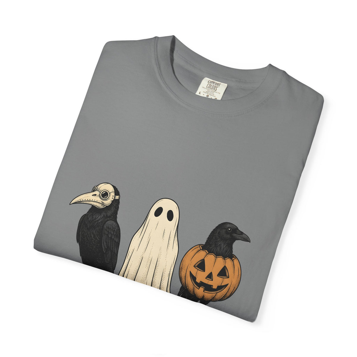Raven Outfit T-Shirt Halloween Horror Gift Women Retro T-Shirt Crow Outfit T-Shirt Horror Fan Creepy Graphic T-Shirt Sketch Jack-O-Lantern T-Shirt