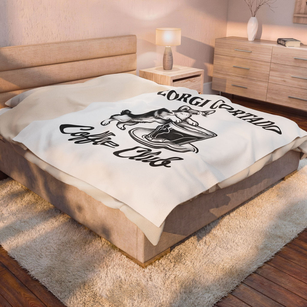 Corgi Blanket Dog Cafe Gift Women Rustic Blanket Pembroke Blanket Dog Fan Country Blanket Coffee Graphic Doodle Latte Cup Blanket