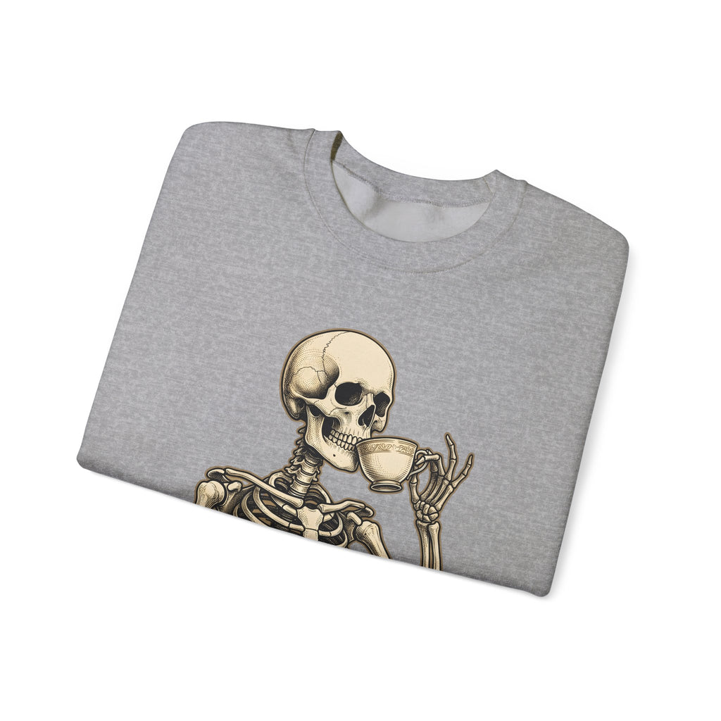 Skeleton Tea Cup Sweatshirt Halloween Goth Gift Women Vintage Sweatshirt Tea Cup Sweatshirt Horror Fan Retro Sweatshirt Dark Graphic Hand