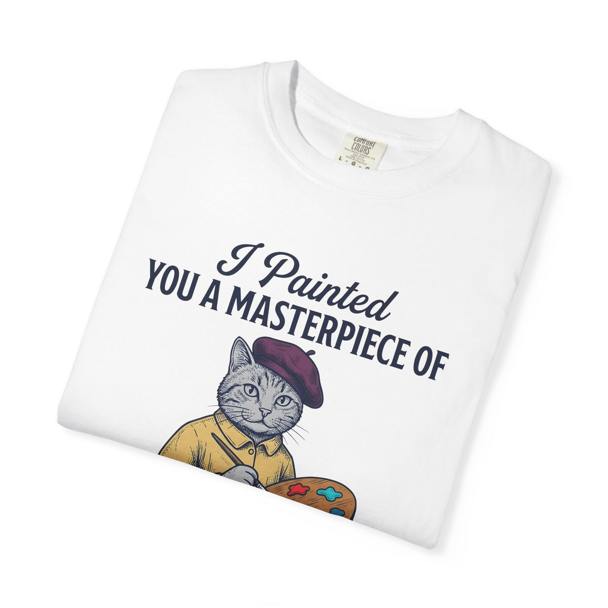 Artist Cat T-Shirt Cat Humor Gift Women Vintage T-Shirt Kitty Cat T-Shirt Feline Fan Retro T-Shirt Funny Graphic Hand Drawn Paint Palette T-Shirt