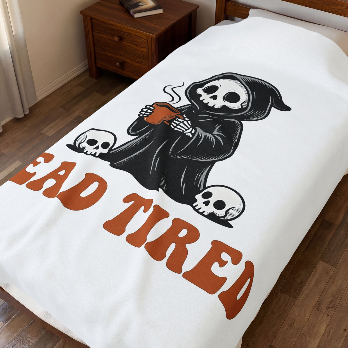 Reaper Skull Blanket Halloween Latte Gift Women Retro Blanket Grim Reaper Blanket Horror Fan Grunge Blanket Coffee Graphic Vintage Blanket Blanket