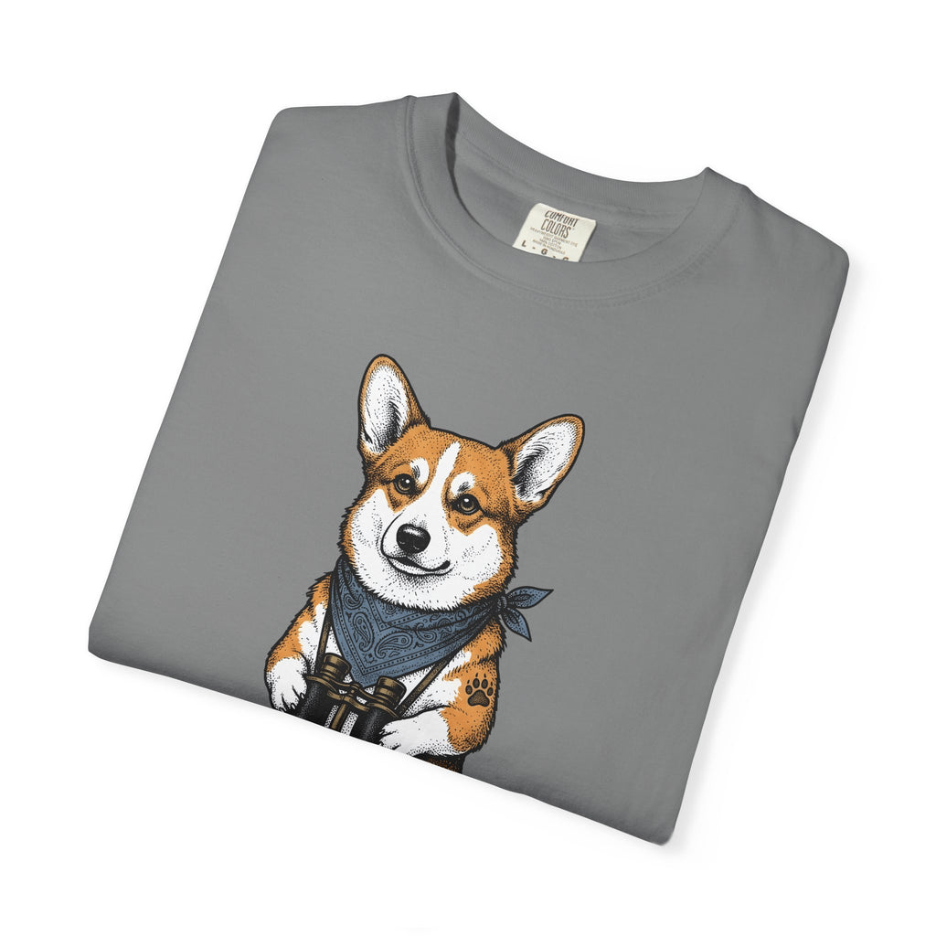 Corgi Puppy T-Shirt Dog Pets Gift Women Sketch T-Shirt Puppy T-Shirt Dog Fan Pup Drawing Pet Graphic Retro Spyglass T-Shirt