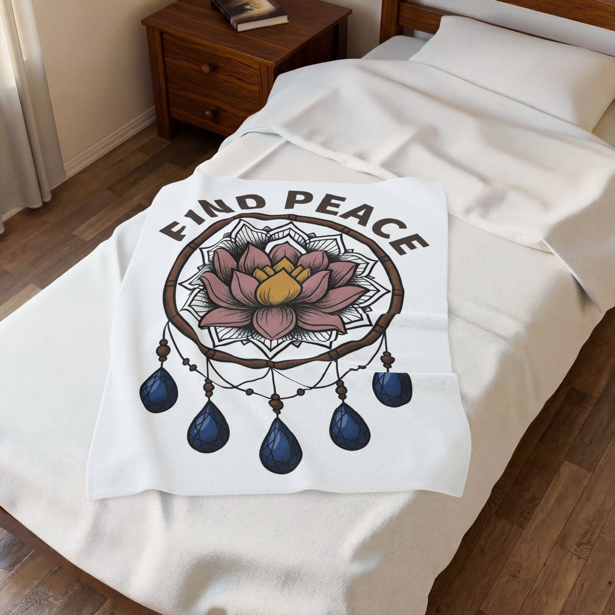 Lotus Dreamcatcher Blanket Boho Chic Meditation Gift Women Geometric Blanket Dreamcatcher Blanket Bohemian Enthusiast Geometric Blanket Mindfulness