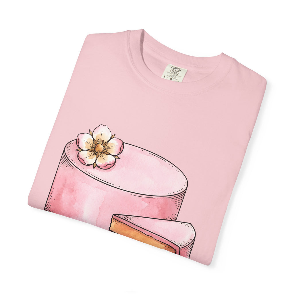 Layered Cake T-Shirt Desserts Pastries Gift Women Illustration T-Shirt Cake T-Shirt Sweets Fan Drawing Design Line Art Floral T-Shirt