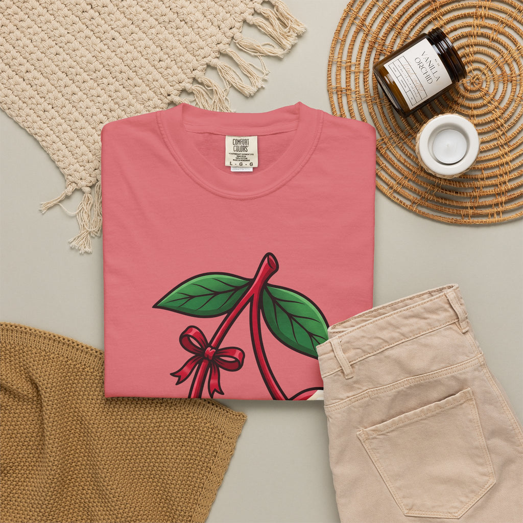 American Cherries 4Th Of July Beach Gift Comic Cherry Independence Day Fan Cartoon Coastal T-Shirt