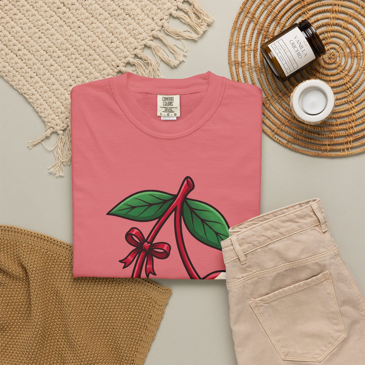 American Cherries 4Th Of July Beach Gift Comic Cherry Independence Day Fan Cartoon Coastal T-Shirt