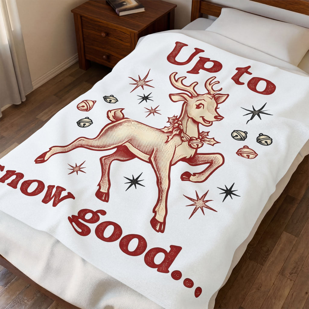 Reindeer Graphic Blanket Christmas Holiday Gift Women Vintage Blanket Caribou Blanket Xmas Fan Distressed Blanket Seasonal Graphic Retro Jingle