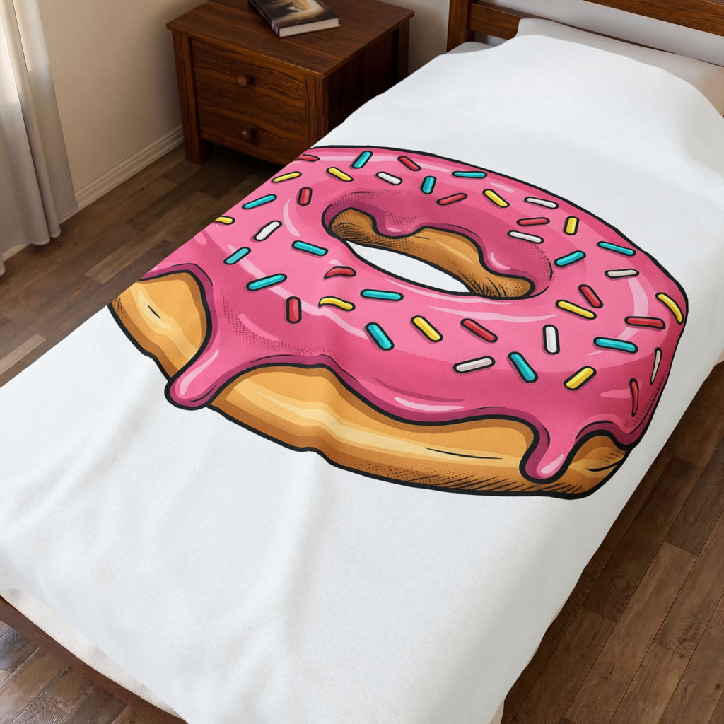 Donut Image Blanket Desserts Cuisine Gift Women Comic Blanket Doughnut Blanket Pastry Fan Cartoon Blanket Food Graphic Modern Nonpareils Blanket