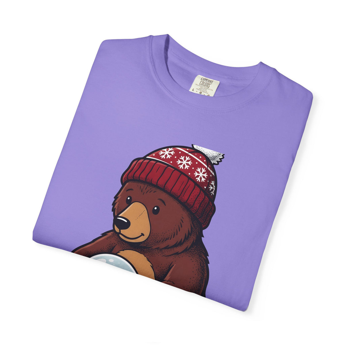Bear Snow Globe T-Shirt Animals Holiday Gift Women Cute T-Shirt Snow Globe T-Shirt Wildlife Fan Cartoon T-Shirt Christmas Graphic Hand Drawn Winter