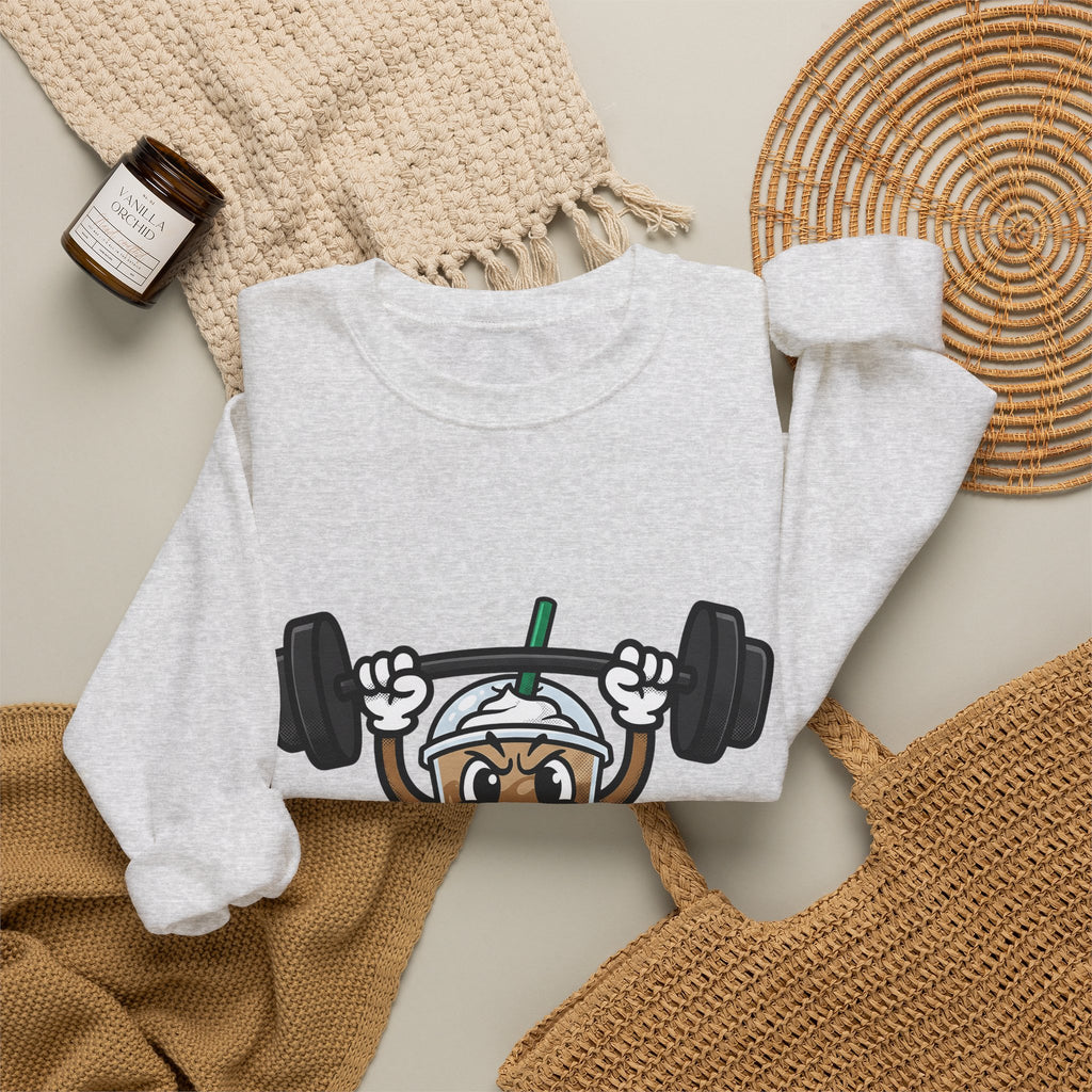 Latte Cup Icon Sweatshirt Coffee Exercise Gift Women Caricature Sweatshirt Coffee Sweatshirt Sweatshirt Coffee Fan Fitness Graphic Sweatshirt Pop Art Gym Weight