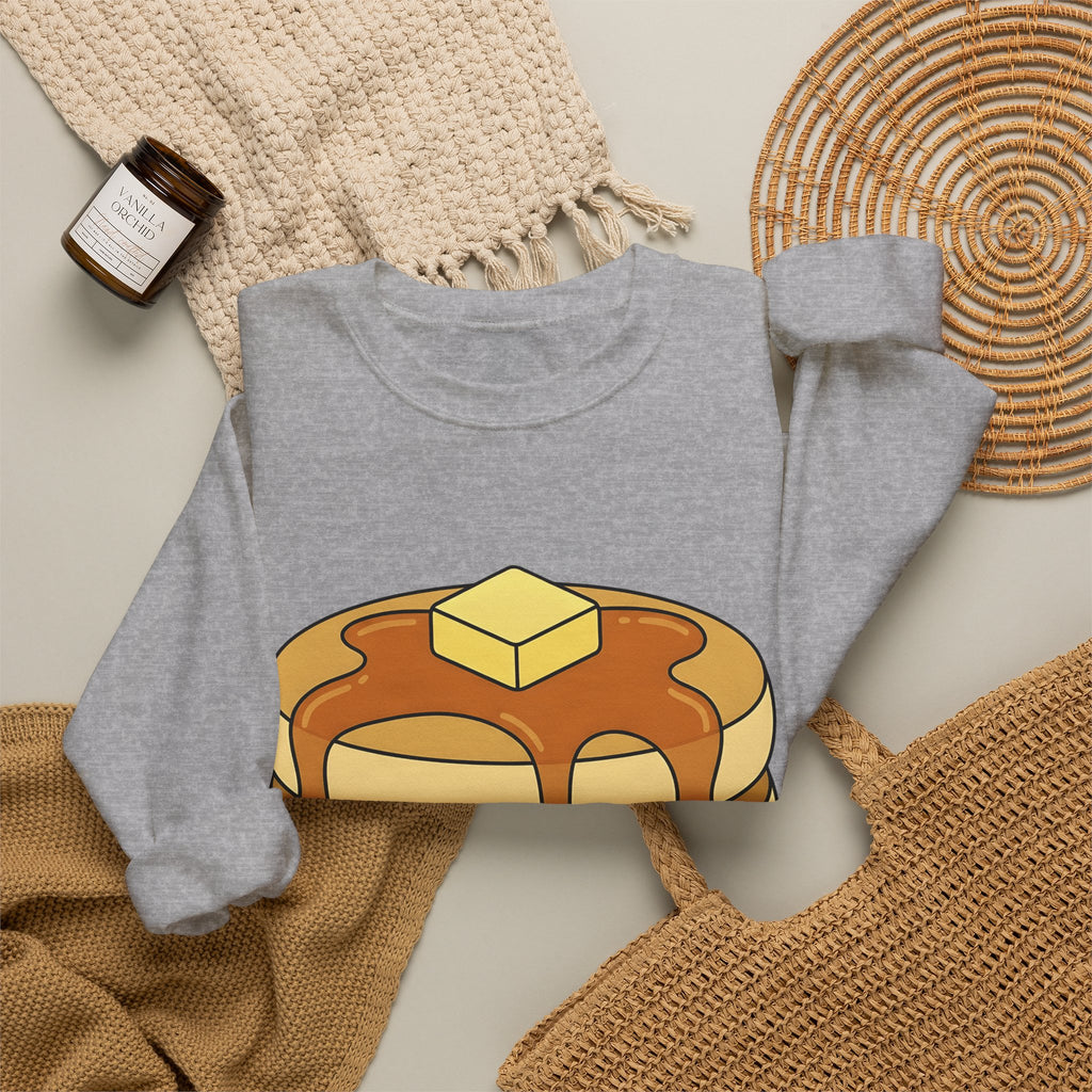 Flapjack Pile Sweatshirt Desserts Brunch Gift Women Comic Sweatshirt Granola Bar Sweatshirt Pastry Fan Cartoon Sweatshirt Breakfast Graphic Simple Honey Sweatshirt