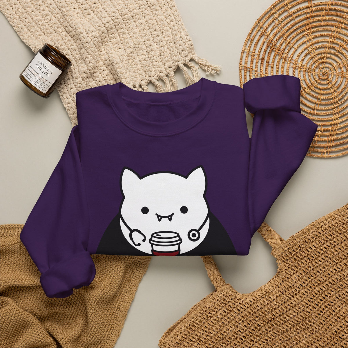 Vampire Coffee Sweatshirt Sweatshirt Nurses Fall Gift Women Cartoon Sweatshirt Coffee Cup Sweatshirt Nurse Enthusiast Comic Sweatshirt Autumn Graphic Clean Nurse