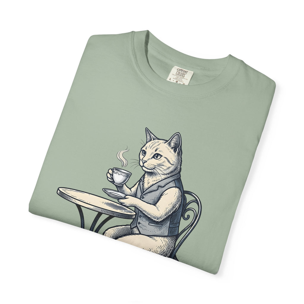 Cat Mocha T-Shirt Coffee Creature Gift Women Nostalgic T-Shirt Kitten T-Shirt Coffee Fan Animal Graphic Doodle Café Bench T-Shirt