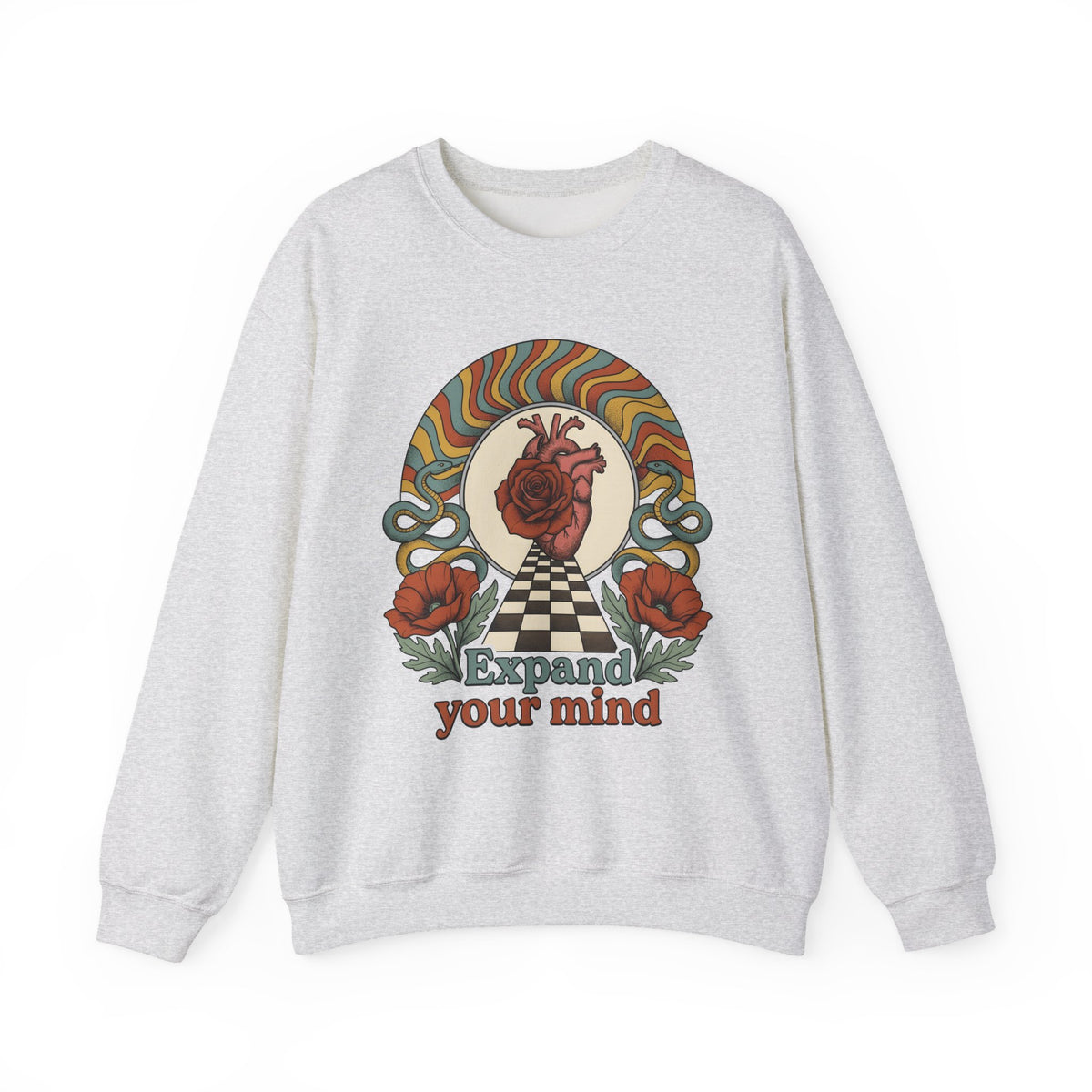 Anatomical Heart Rose Sweatshirt Boho Chic Spiritual Gift Women Psychedelic Sweatshirt Heart Rose Sweatshirt Boho Fan Trippy Sweatshirt Mystical Graphic Retro