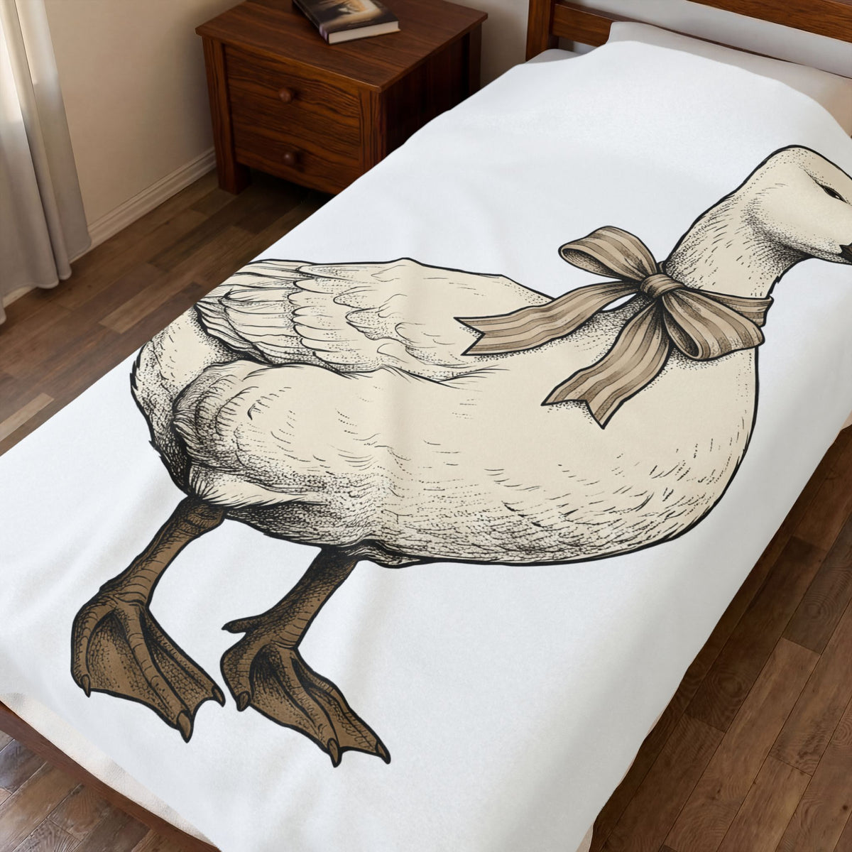 Goose Bow Blanket Easter Creatures Gift Women Vintage Blanket Ribbon Blanket Easter Fan Retro Blanket Beast Graphic Handmade Gift Wrap Blanket