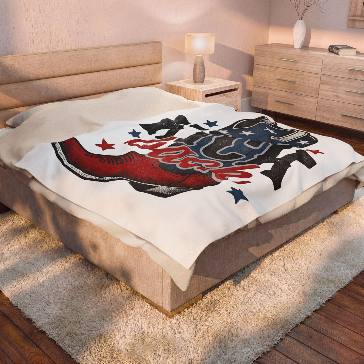 Rodeo Boot Blanket America Frontier Gift Women Heritage Blanket Boot Blanket American Fan Cowboy Blanket Western Graphic Vintage-Inspired Star