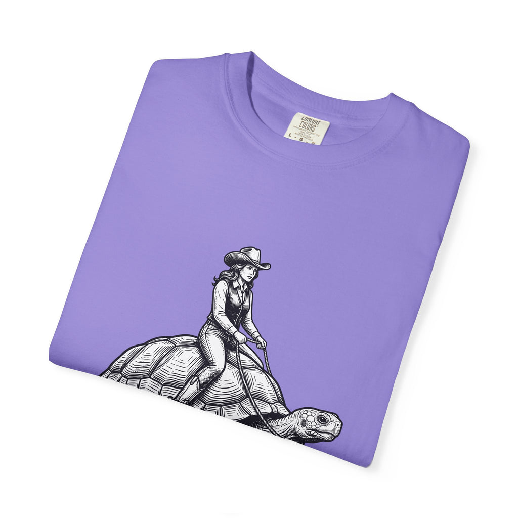 Cowgirl Riding Tortoise T-Shirt Cowgirl Western Gift Women Vintage T-Shirt Cowgirl Riding Turtle T-Shirt Rodeo Fan Retro T-Shirt Western Design