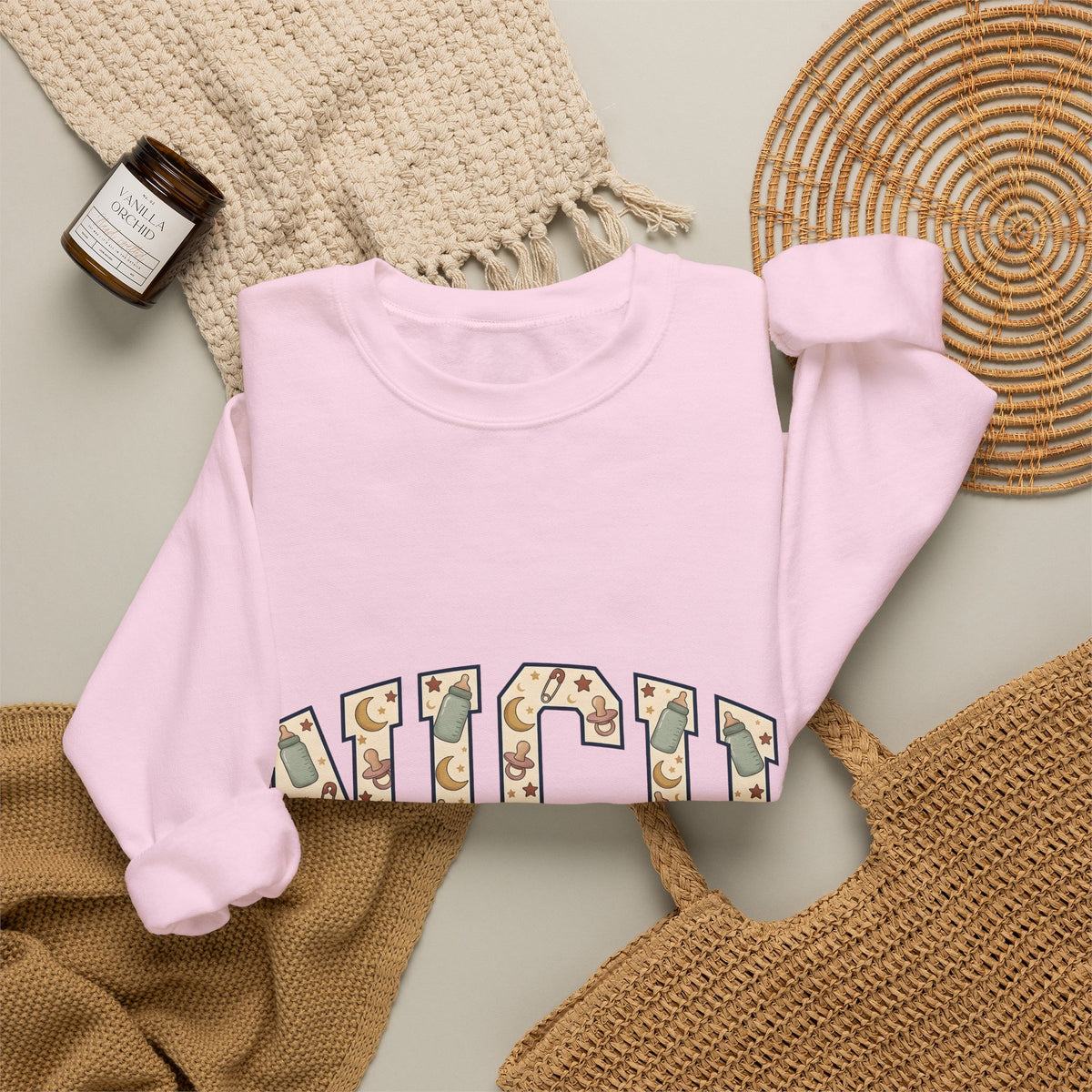 Baby Bottle Pattern Sweatshirt NICU Nurse Medical Gift Women Playful Sweatshirt Feeding Bottle Sweatshirt Nurse Enthusiast Fun Sweatshirt Healthcare Graphic