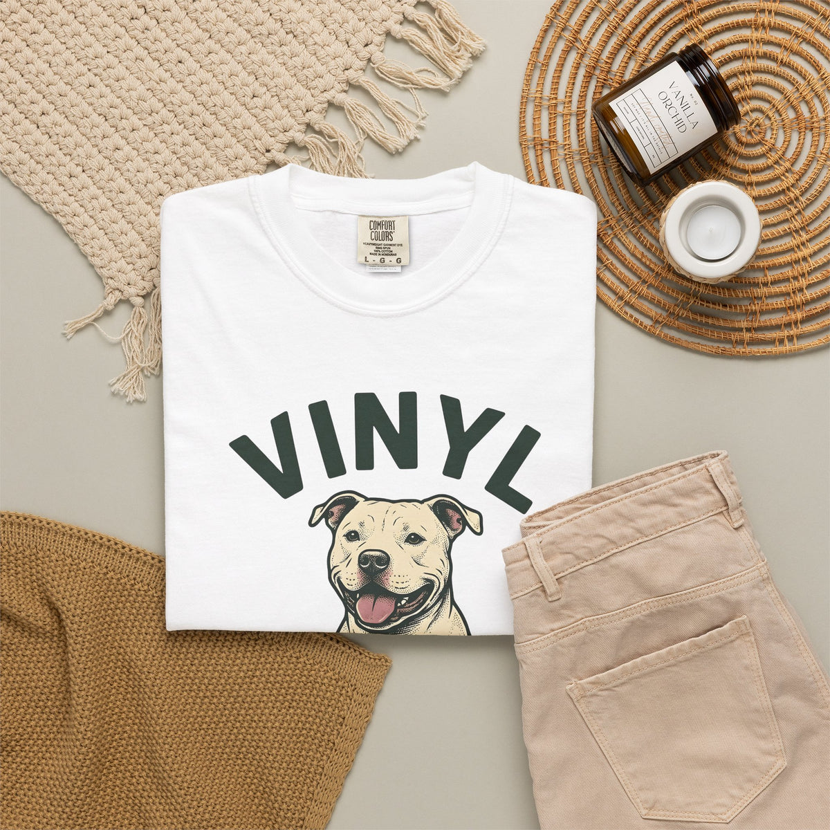 Pit Bull Dog Dog Sound Gift Distressed Pibble Dog Fan Grunge Audio Line Vinyl T-Shirt