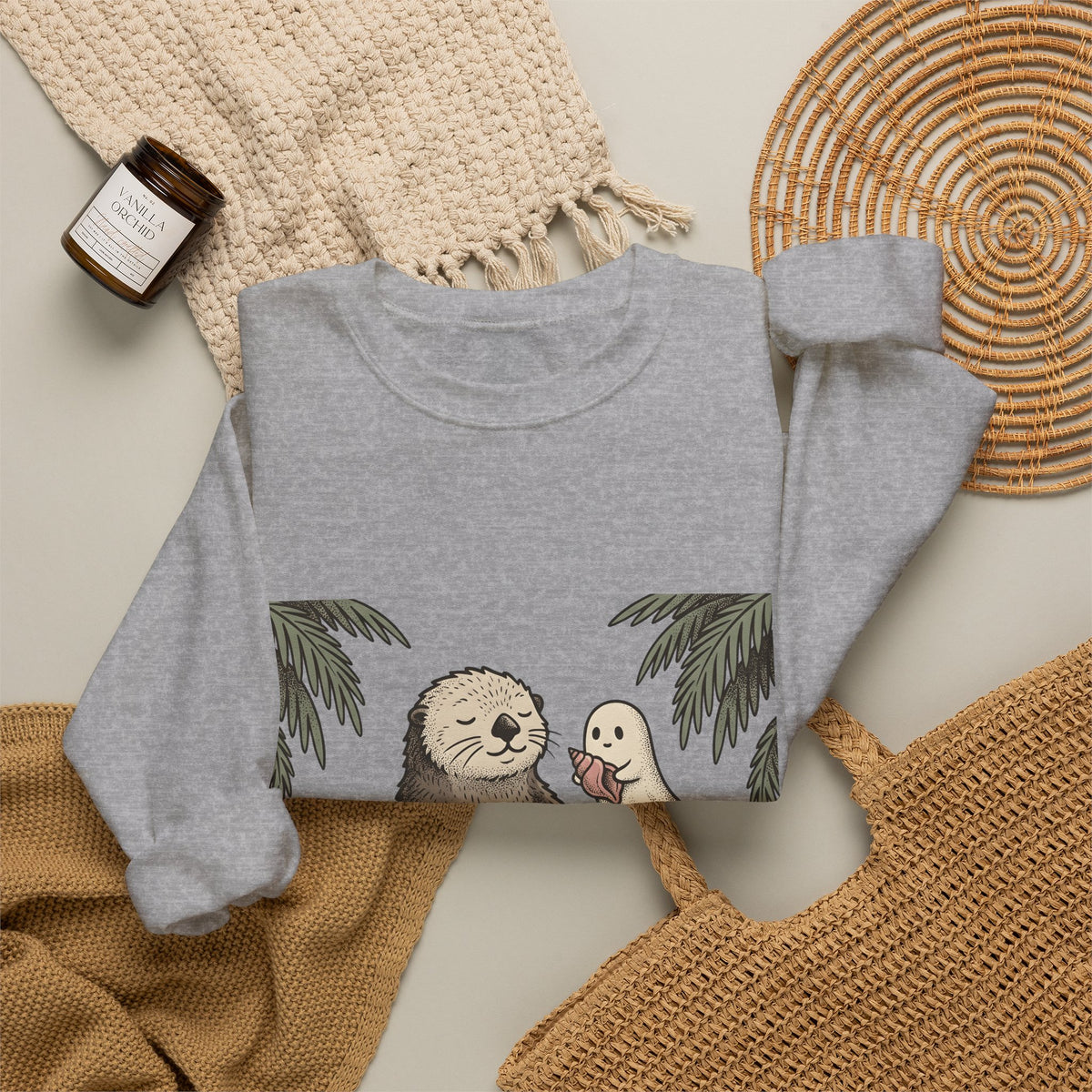 Otter Wave Sweatshirt Sports Seaside Gift Women Playful Sweatshirt Otter Sweatshirt Athlete Fan Cartoon Sweatshirt Coastal Graphic Old School Apparition Sweatshirt