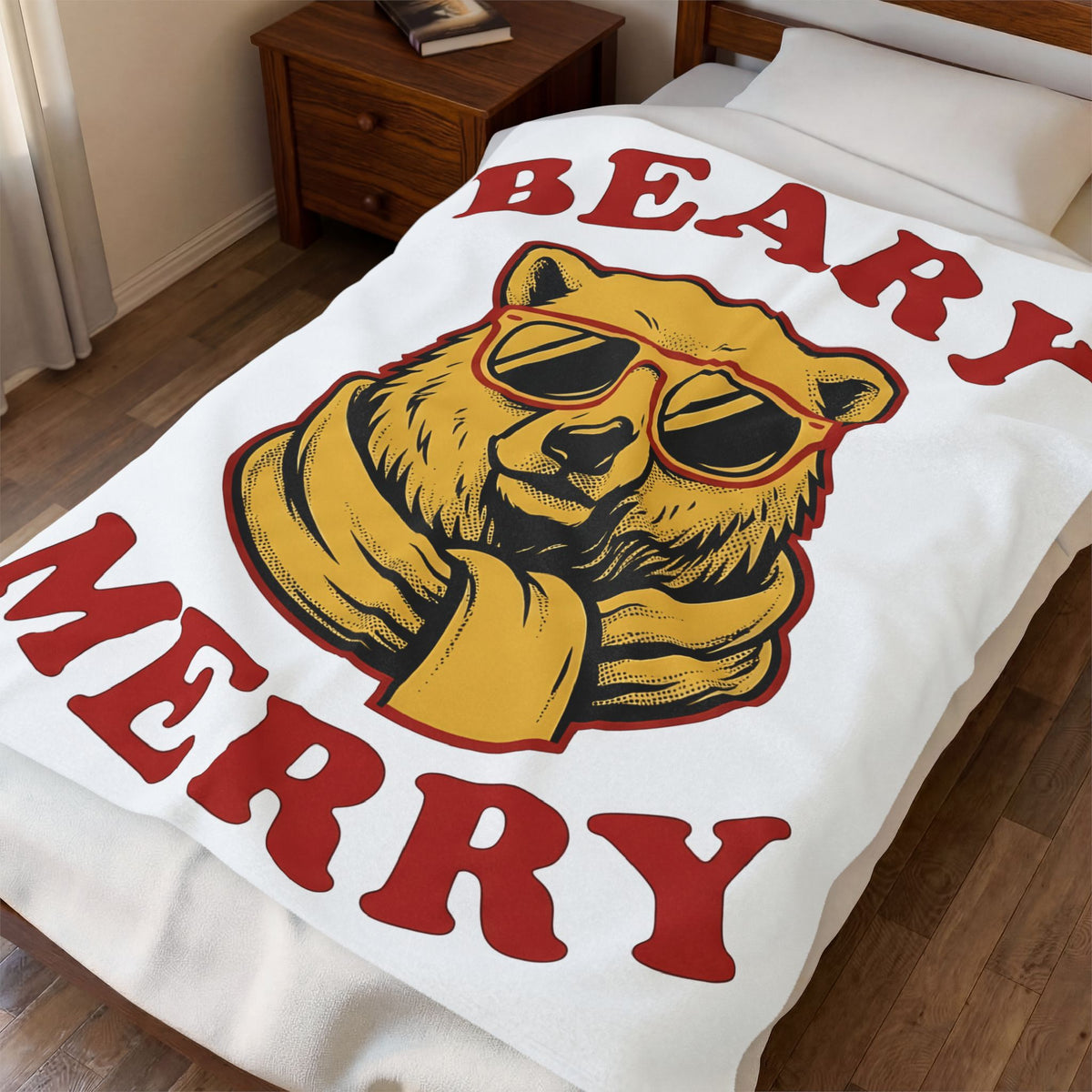 Bear Shades Blanket Christmas Wildlife Gift Women Comic Blanket Teddy Blanket Xmas Fan Cartoon Blanket Animal Graphic Retro Neck Wrap Blanket