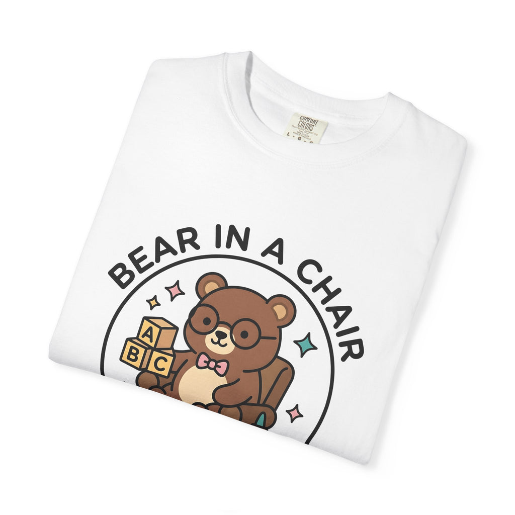 Bear Seat T-Shirt Teachers Education Gift Women Adorable T-Shirt Chair T-Shirt Educator Enthusiast Learning T-Shirt Educational Graphic Comic
