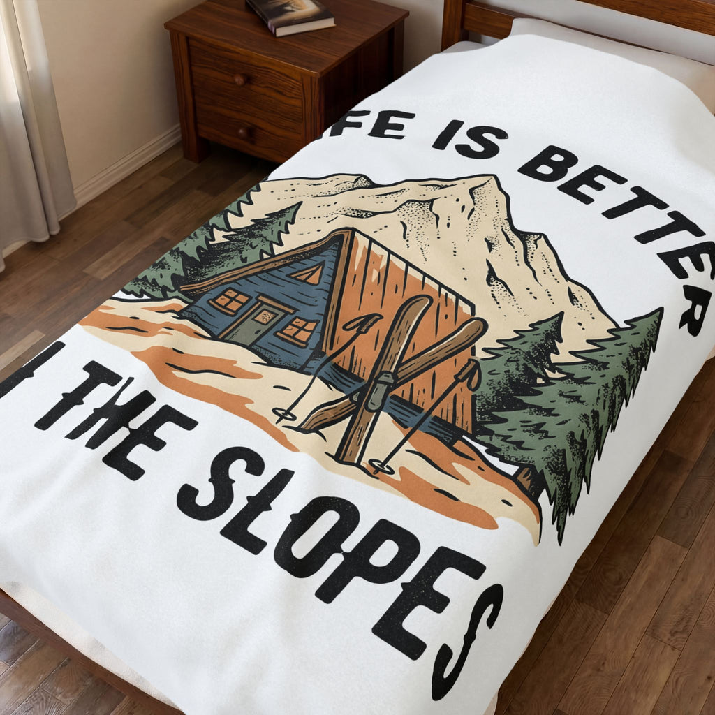 Ski Lodge Blanket Skiing Exploration Gift Women Retro Blanket Lodge Blanket Skier Enthusiast Vintage Blanket Adventure Graphic Sketch Peaks Blanket