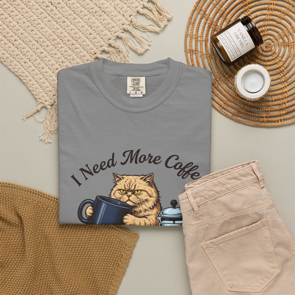 Cranky Cat T-Shirt Cat Latte Gift Women Old School T-Shirt Grumpy Cat T-Shirt Cat Fan Feline T-Shirt Coffee Graphic Doodle T-Shirt T-Shirt
