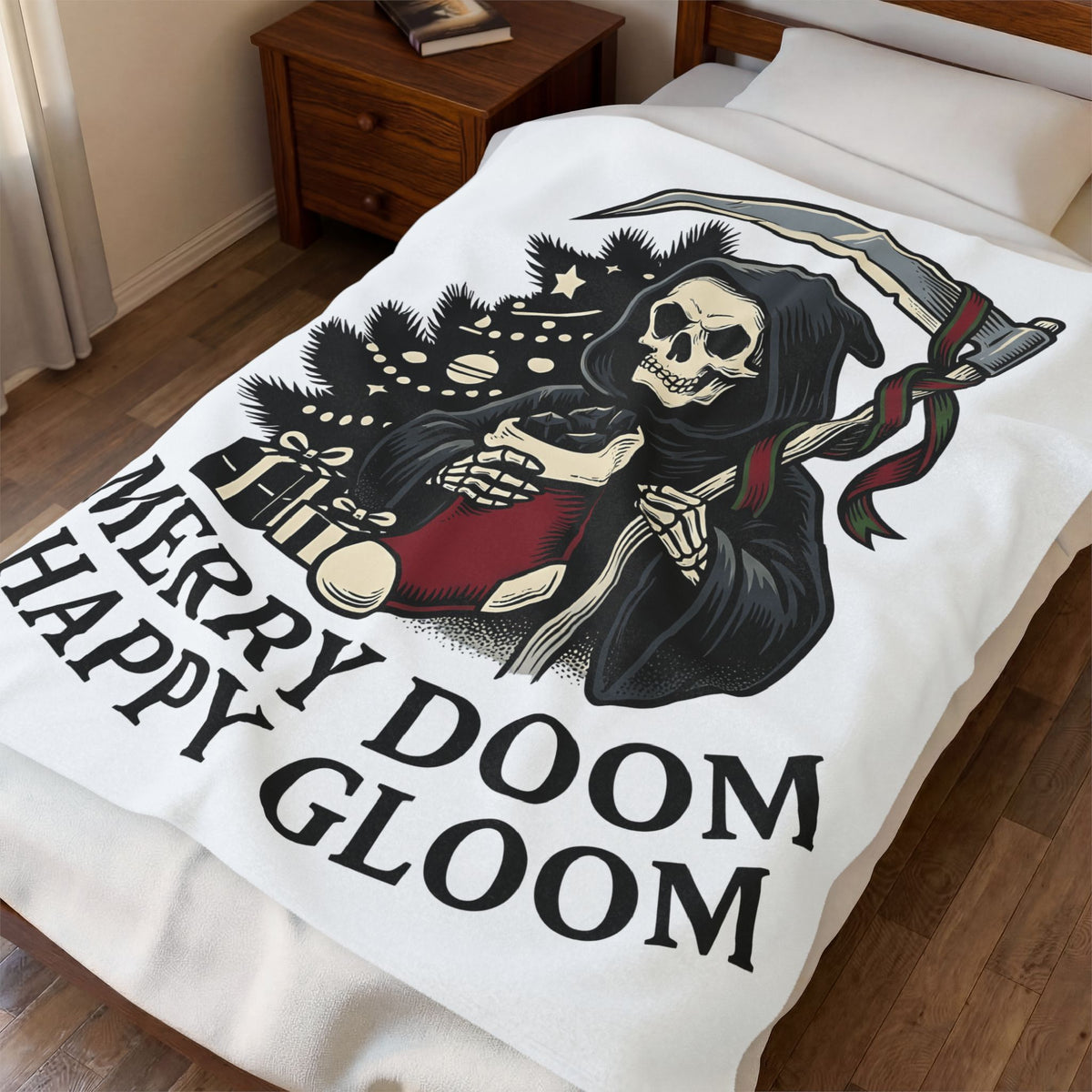 Death Figure Blanket Christmas Dark Gift Women Distressed Blanket Grim Reaper Blanket Xmas Fan Gothic Blanket Macabre Graphic