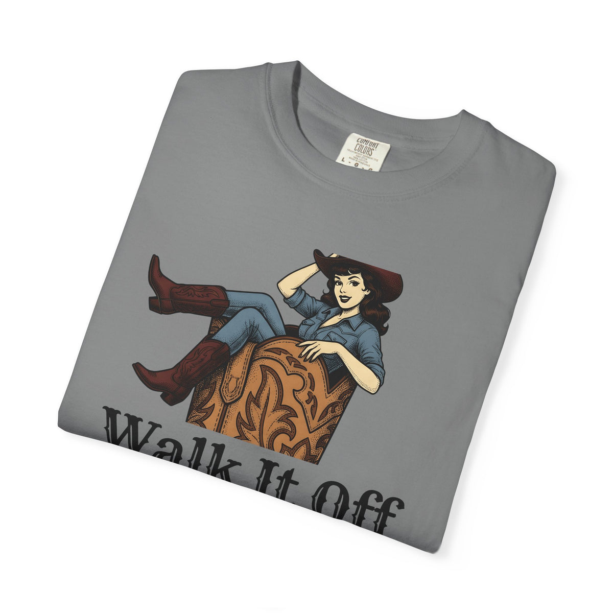 Cowgirl Boot Cowgirl Rodeo Gift Retro Boot Cowgirl Fan Western Rodeo Hand Drawn Hat T-Shirt