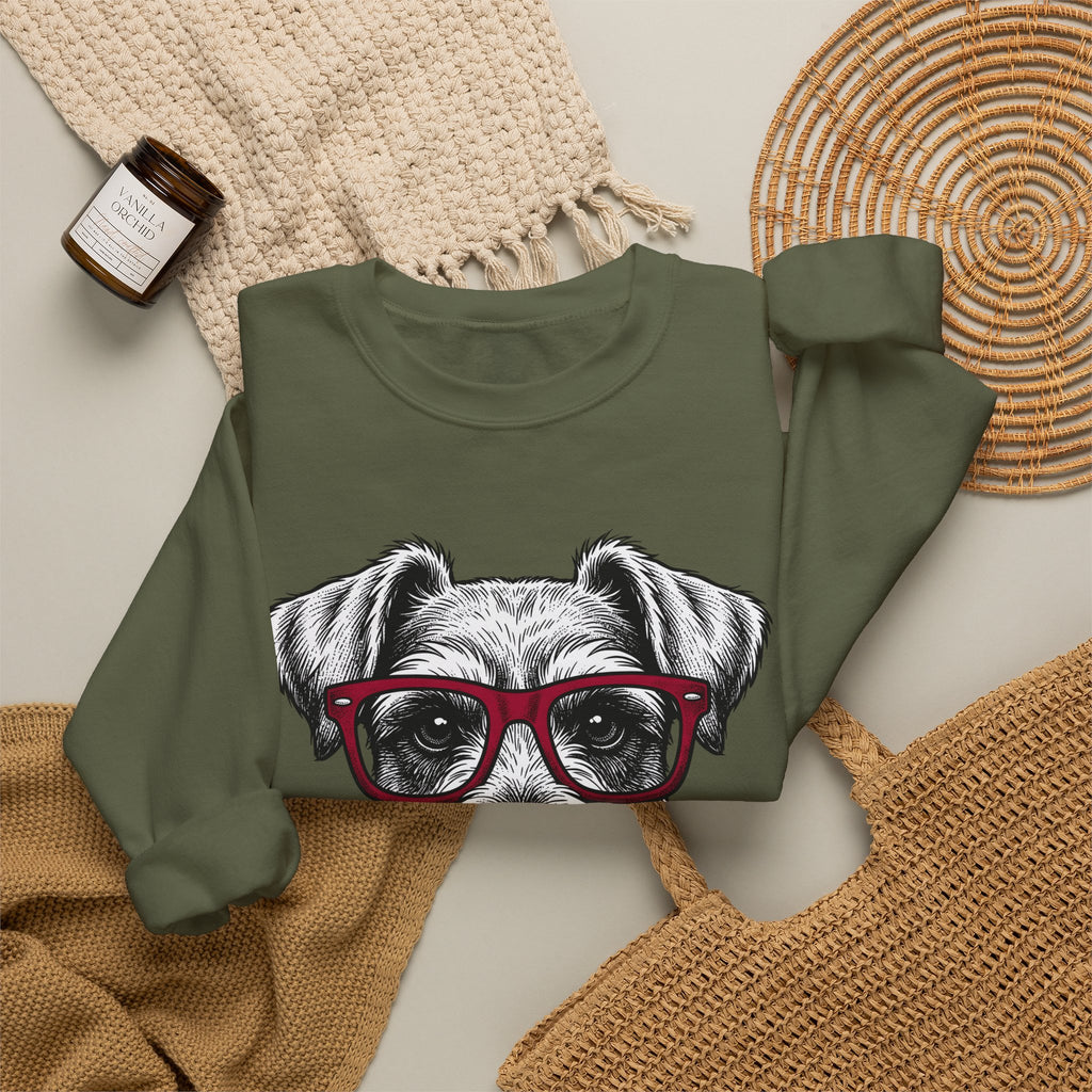 Schnauzer Pet Sweatshirt Dog Critters Gift Women Line Art Sweatshirt Dog Sweatshirt Dog Fan Dog Graphic Dog Graphic Cartoon Spectacles Sweatshirt